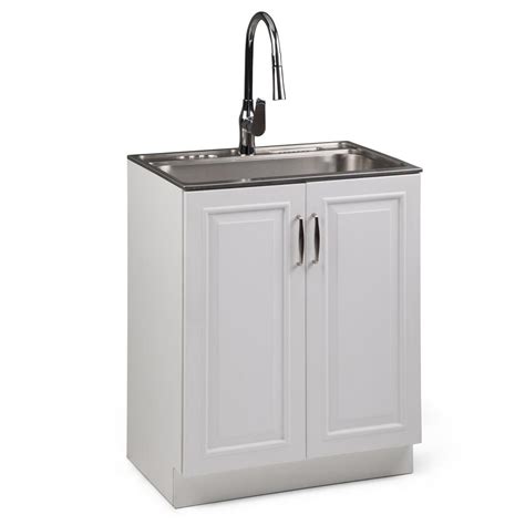 steel laundry sink cabinet|deep utility sink with cabinet.